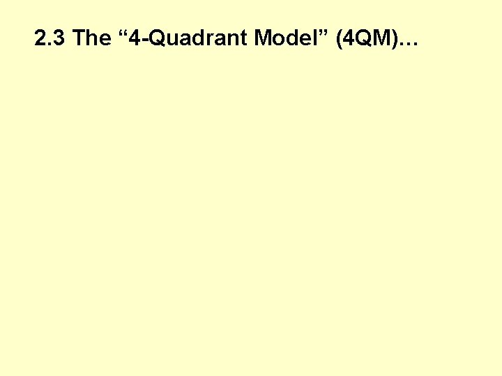 2. 3 The “ 4 -Quadrant Model” (4 QM)… 
