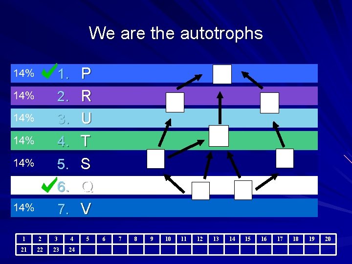 We are the autotrophs 1. P T 2. R W S 3. U U