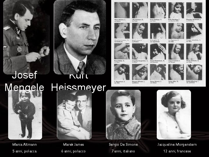 Josef Kurt Mengele Heissmeyer Mania Altmann Marek James Sergio De Simone Jacqueline Morgenstern 5 Josef Kurt Mengele Heissmeyer Mania Altmann Marek James Sergio De Simone Jacqueline Morgenstern 5