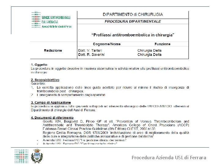 Procedura Azienda USL di Ferrara 