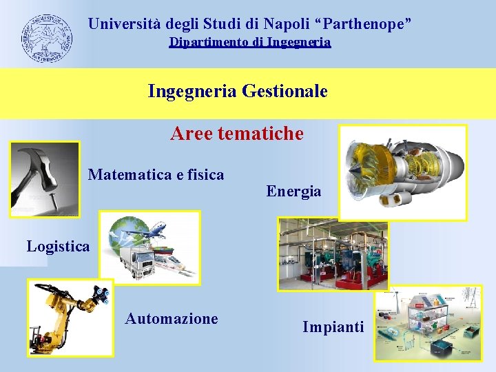 Università degli Studi di Napoli “Parthenope” Dipartimento di Ingegneria Gestionale Aree tematiche Matematica e