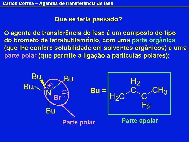 Carlos Corrêa – Agentes de transferência de fase Que se teria passado? O agente