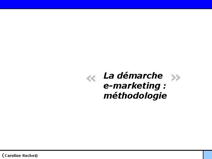  « (Caroline Roche© La démarche e-marketing : méthodologie » 