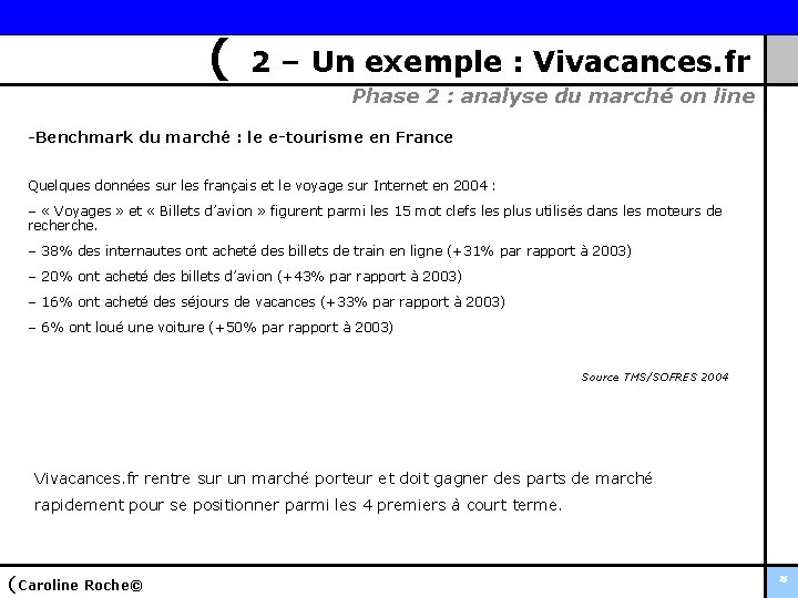 ( 2 – Un exemple : Vivacances. fr Phase 2 : analyse du marché