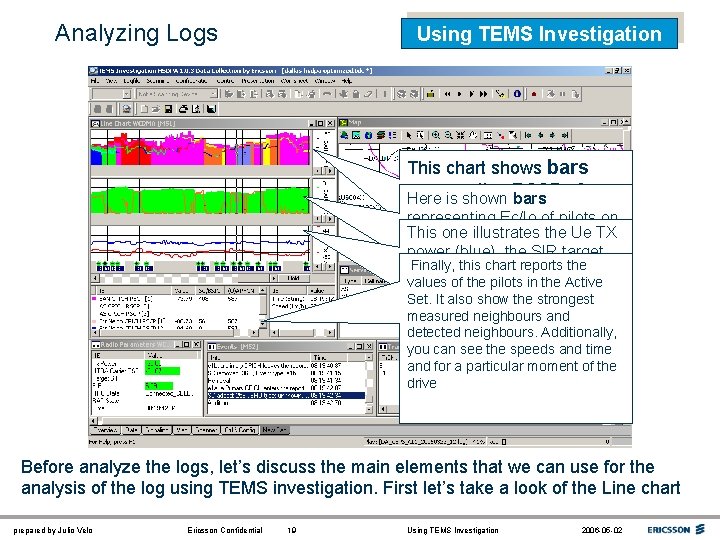 Analyzing Logs Using TEMS Investigation This chart shows bars representing RSCP of Here is