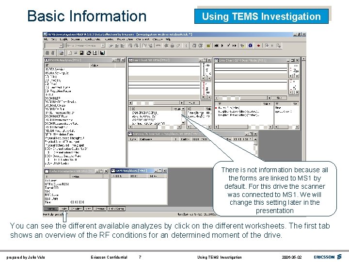 Basic Information Using TEMS Investigation There is not information because all the forms are