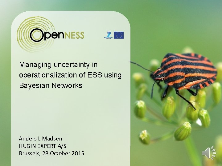 Managing uncertainty in operationalization of ESS using Bayesian Networks Anders L Madsen HUGIN EXPERT