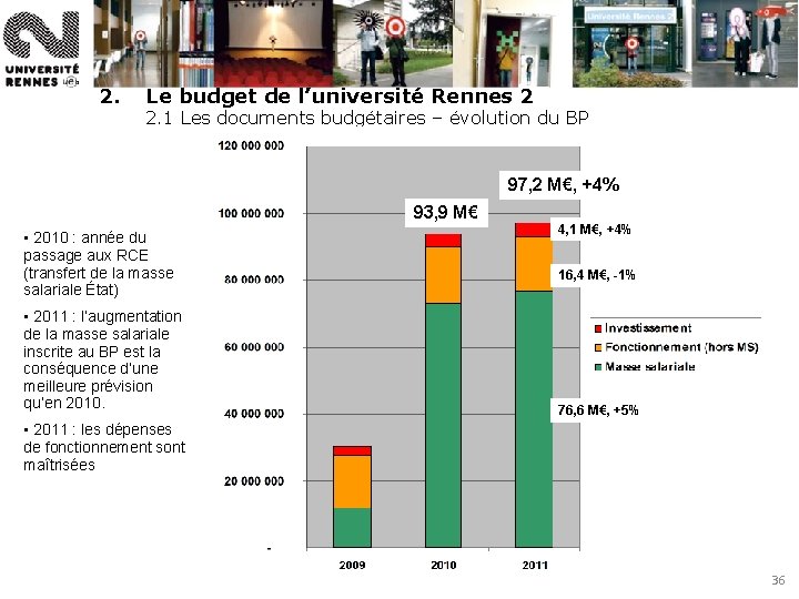 2. Le budget de l’université Rennes 2 2. 1 Les documents budgétaires – évolution