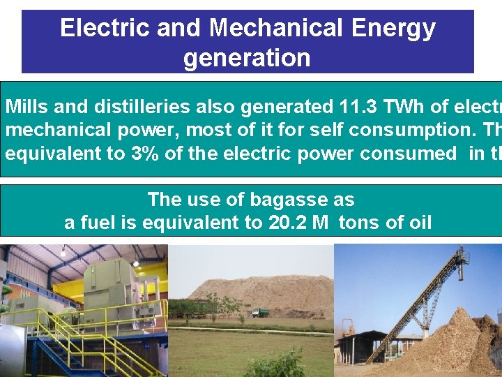 Electric and Mechanical Energy generation Mills and distilleries also generated 11. 3 TWh of