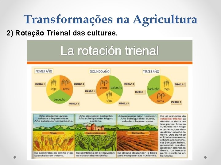 Transformações na Agricultura 2) Rotação Trienal das culturas. 