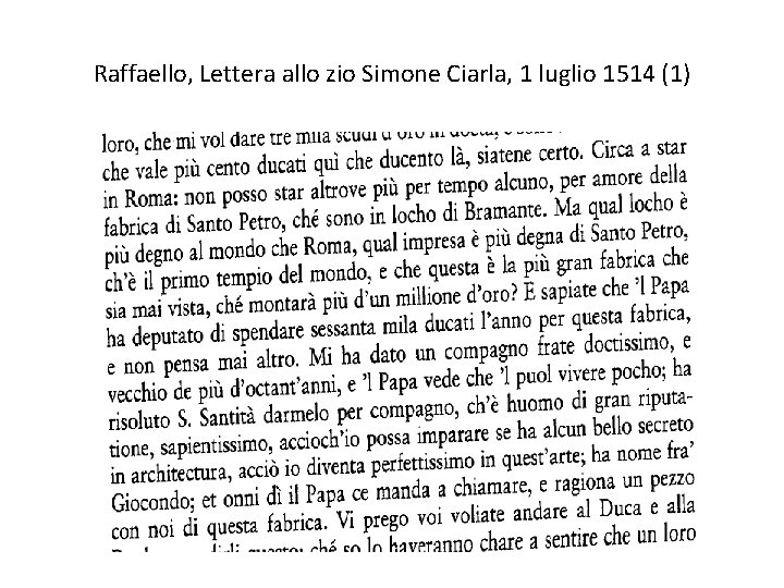 Raffaello, Lettera allo zio Simone Ciarla, 1 luglio 1514 (1) 