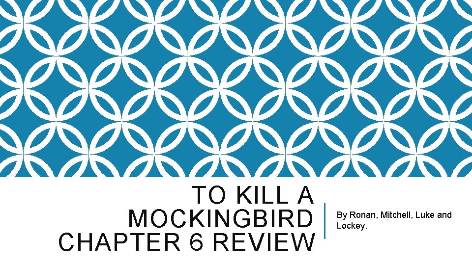 TO KILL A MOCKINGBIRD CHAPTER 6 REVIEW By Ronan, Mitchell, Luke and Lockey. 