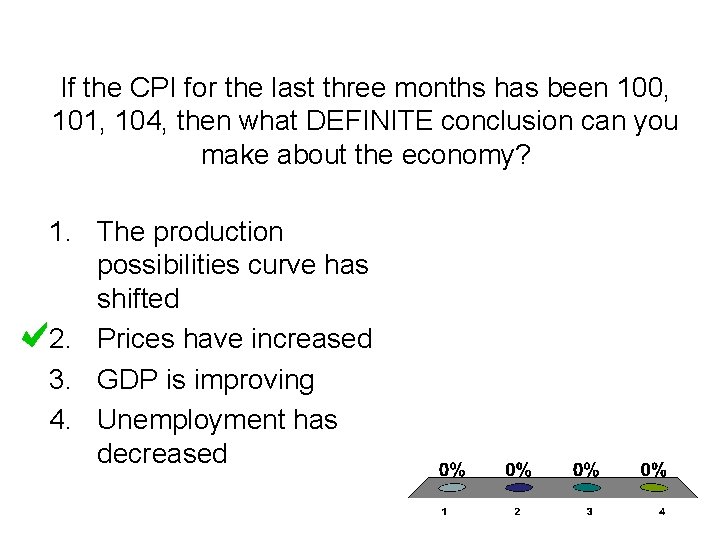 If the CPI for the last three months has been 100, 101, 104, then