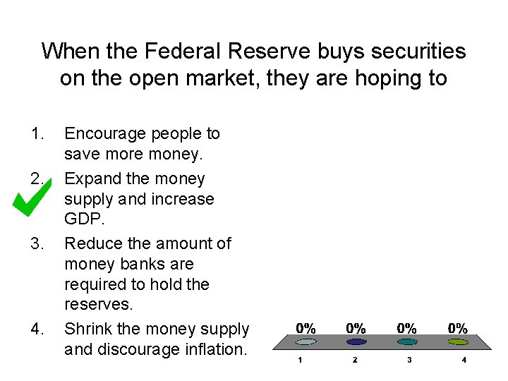 When the Federal Reserve buys securities on the open market, they are hoping to