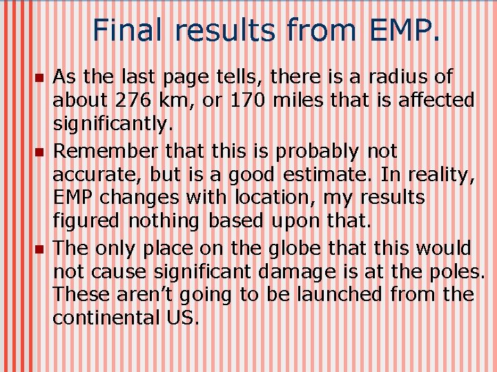 Final results from EMP. n n n As the last page tells, there is