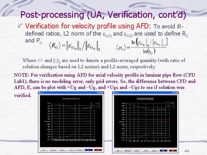 Post-processing (UA, Verification, cont’d) Verification for velocity profile using AFD: To avoid ill- defined Post-processing (UA, Verification, cont’d) Verification for velocity profile using AFD: To avoid ill- defined