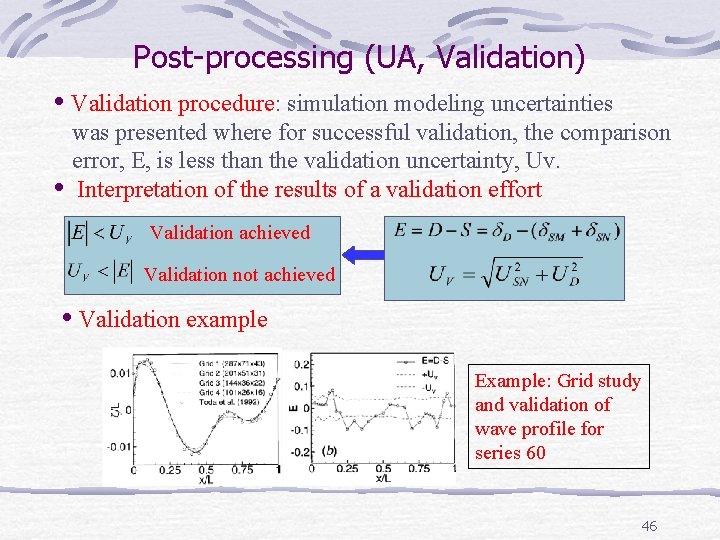 Post-processing (UA, Validation) • Validation procedure: simulation modeling uncertainties was presented where for successful Post-processing (UA, Validation) • Validation procedure: simulation modeling uncertainties was presented where for successful