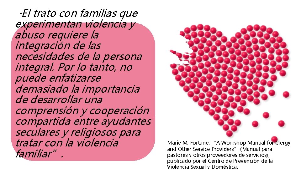 “El trato con familias que experimentan violencia y abuso requiere la integración de las