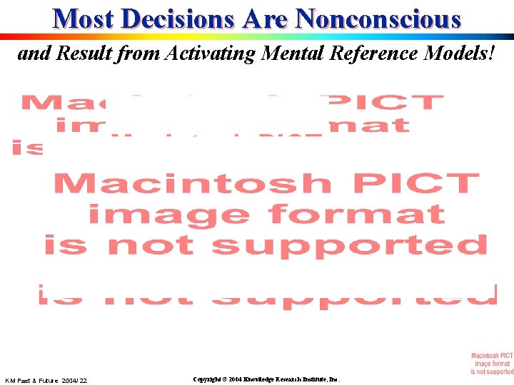 Most Decisions Are Nonconscious and Result from Activating Mental Reference Models! KM Past &