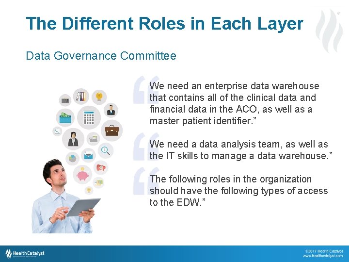 ® The Different Roles in Each Layer Data Governance Committee We need an enterprise