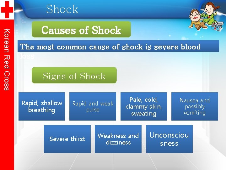 Shock Korean Red Cross Causes of Shock The most common cause of shock is