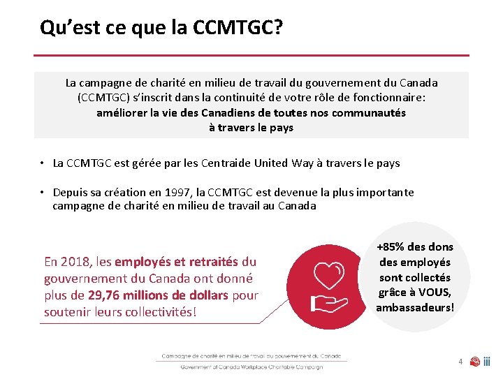 Qu’est ce que la CCMTGC? La campagne de charité en milieu de travail du