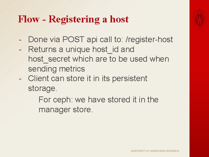 Flow - Registering a host - Done via POST api call to: /register-host -