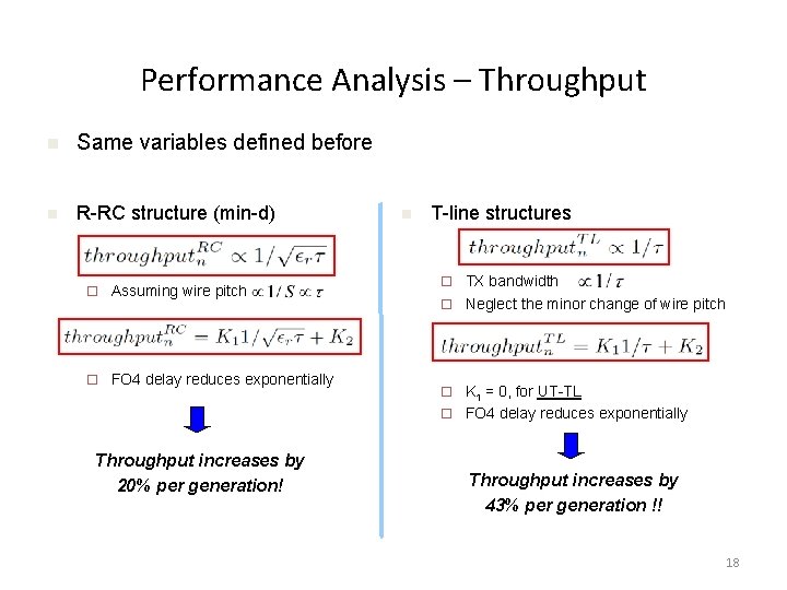 Performance Analysis – Throughput n Same variables defined before n R-RC structure (min-d) ¨