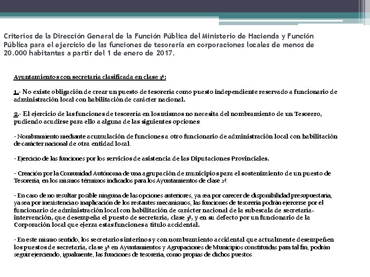 Criterios de la Dirección General de la Función Pública del Ministerio de Hacienda y