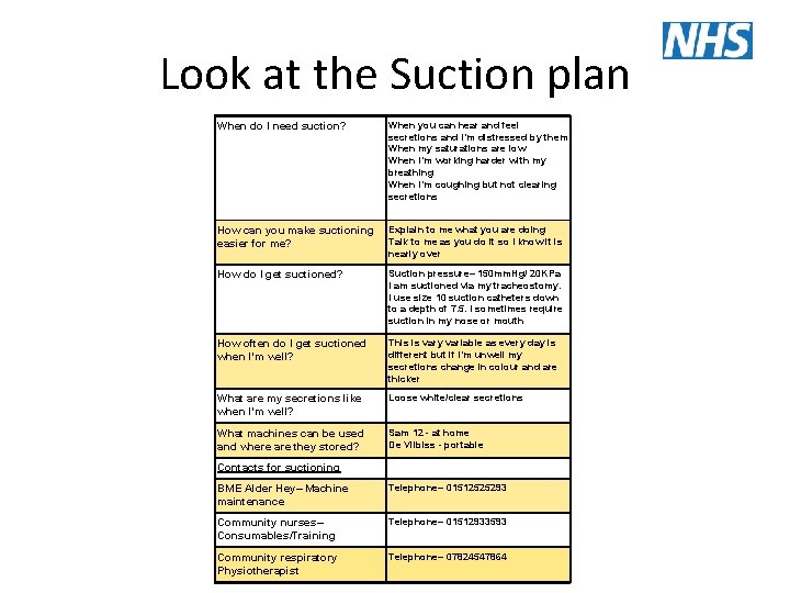 Look at the Suction plan When do I need suction? When you can hear