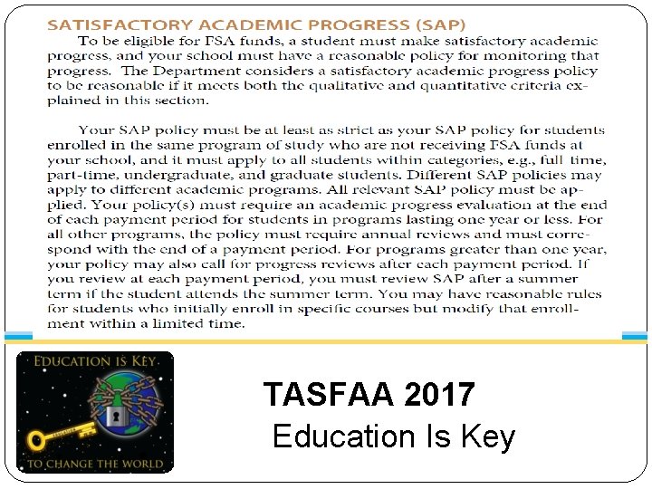 TASFAA 2017 Education Is Key 