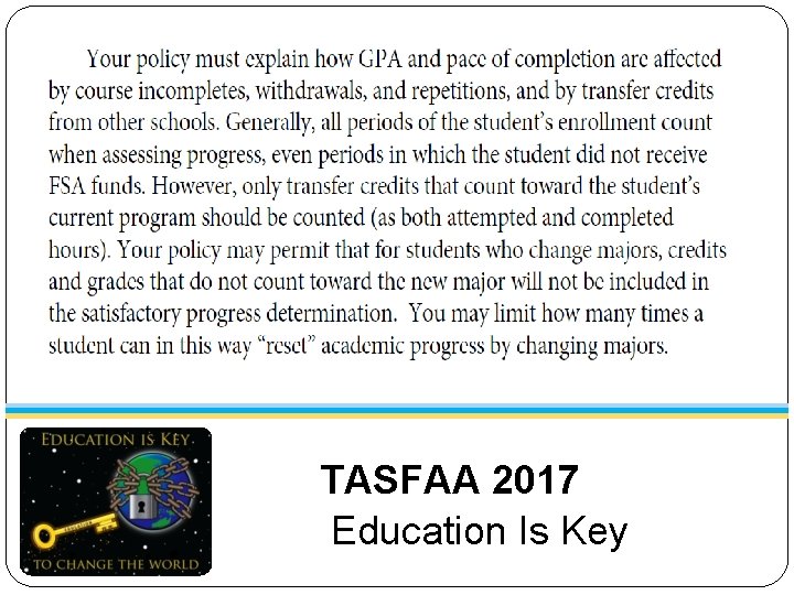 TASFAA 2017 Education Is Key 