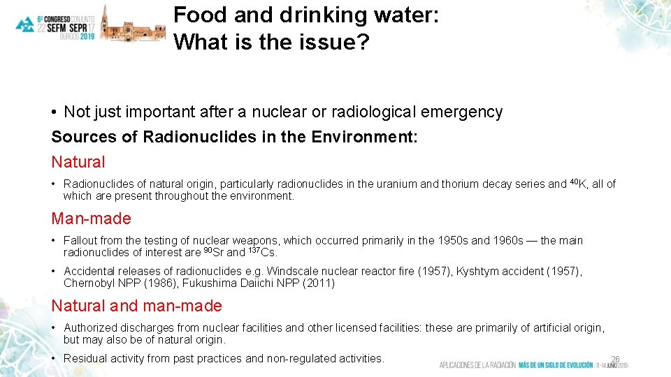 Food and drinking water: What is the issue? • Not just important after a