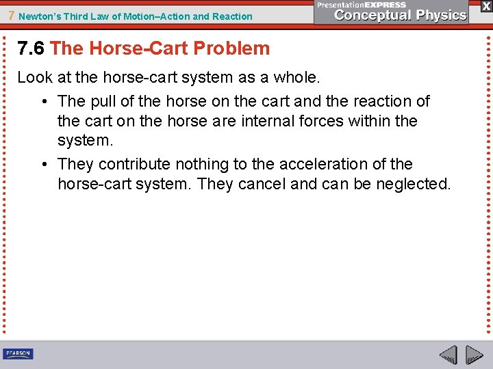 7 Newton’s Third Law of Motion–Action and Reaction 7. 6 The Horse-Cart Problem Look