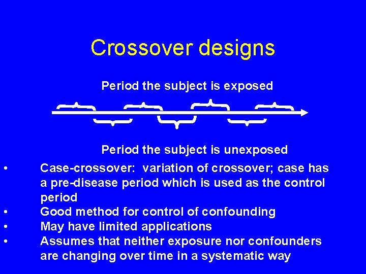 Crossover designs Period the subject is exposed • • Period the subject is unexposed