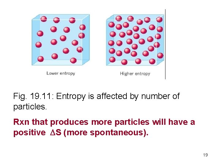 Fig. 19. 11: Entropy is affected by number of particles. Rxn that produces more