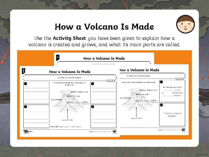 How a Volcano Is Made Use the Activity Sheet you have been given to