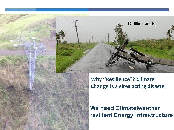 TC Winston, Fiji Why “Resilience”? Climate Change is a slow acting disaster We need TC Winston, Fiji Why “Resilience”? Climate Change is a slow acting disaster We need