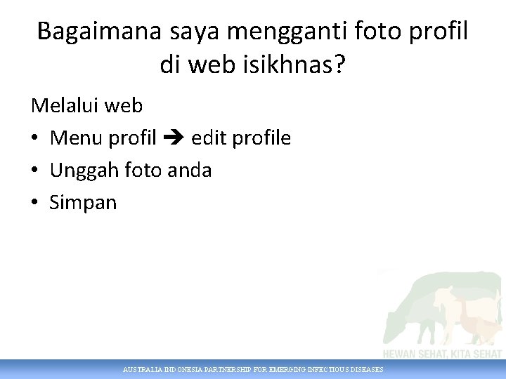 Bagaimana saya mengganti foto profil di web isikhnas? Melalui web • Menu profil edit