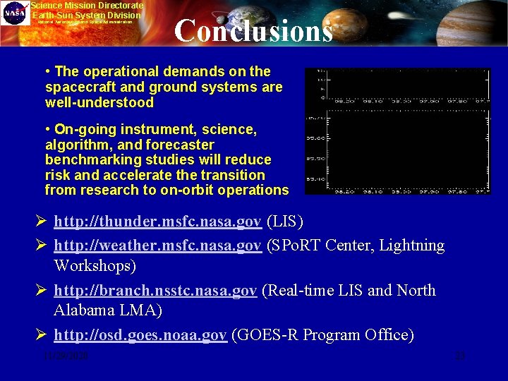 Science Mission Directorate Earth-Sun System Division National Aeronautics and Space Administration Conclusions • The