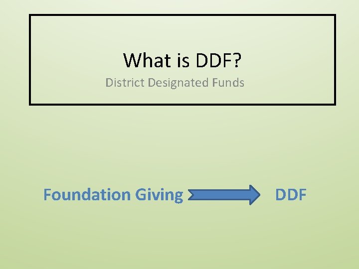 What is DDF? District Designated Funds Foundation Giving DDF What is DDF? District Designated Funds Foundation Giving DDF