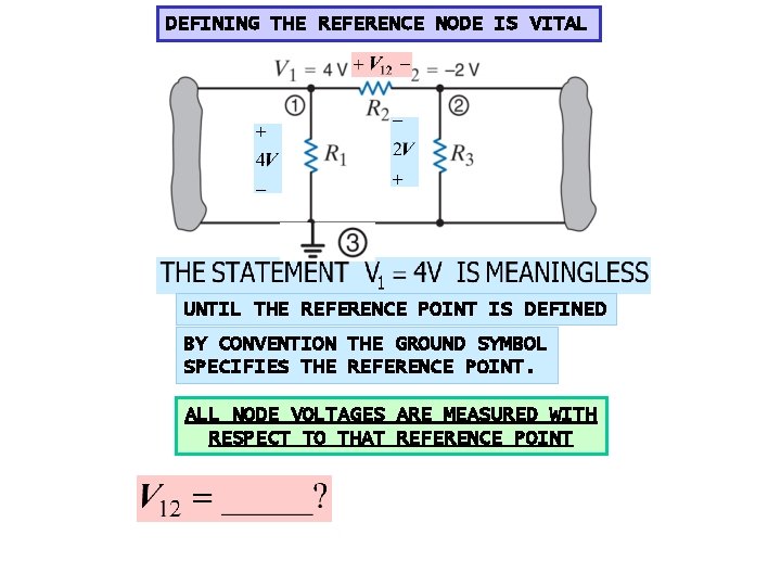 DEFINING THE REFERENCE NODE IS VITAL UNTIL THE REFERENCE POINT IS DEFINED BY CONVENTION