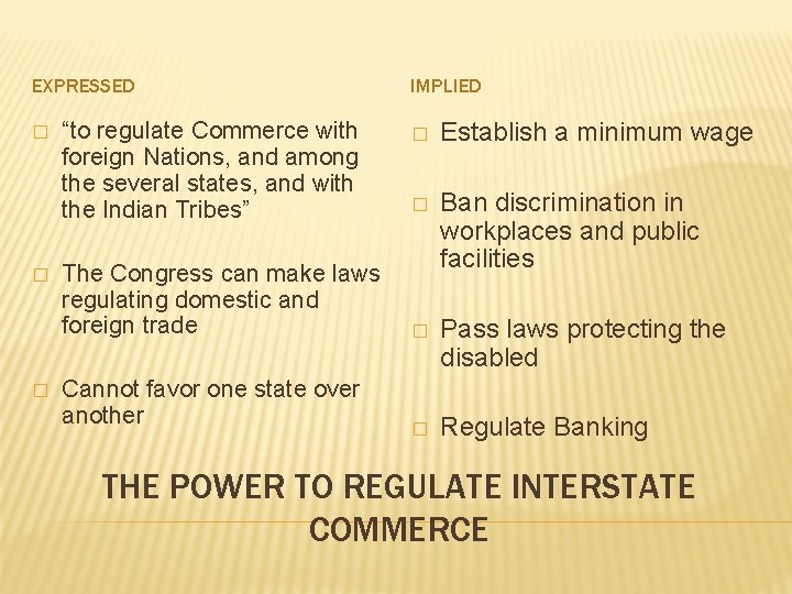 EXPRESSED � � � “to regulate Commerce with foreign Nations, and among the several