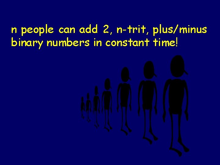 n people can add 2, n-trit, plus/minus binary numbers in constant time! 