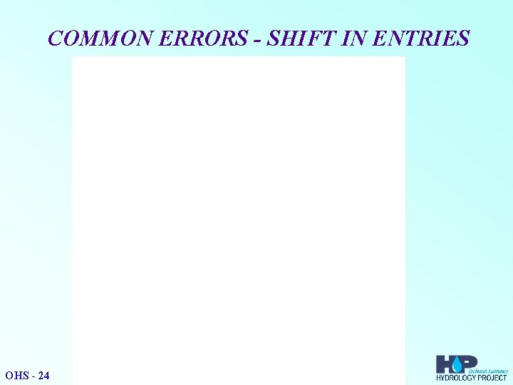 COMMON ERRORS - SHIFT IN ENTRIES OHS - 24 