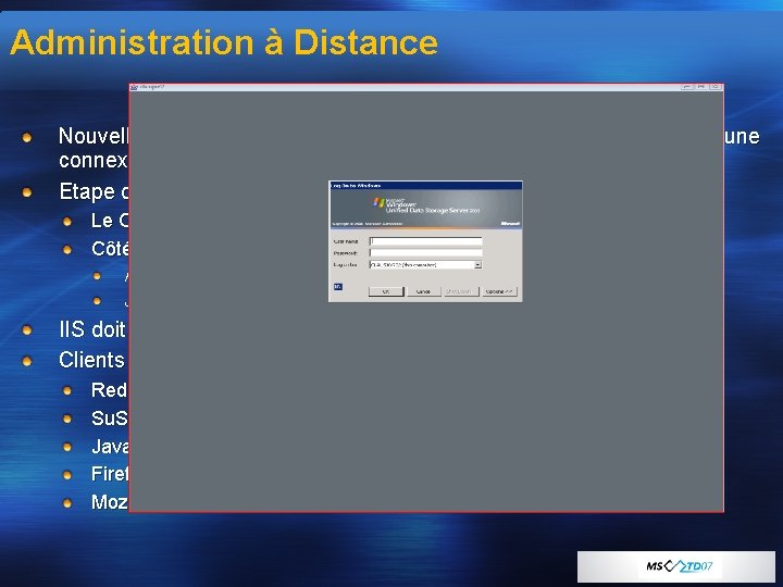 Administration à Distance Nouvelle “applet Java” pour les machines non-Microsoft afin d’établir une connexion
