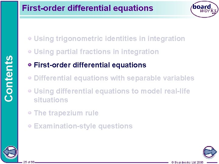 First-order differential equations Contents Using trigonometric identities in integration Using partial fractions in integration