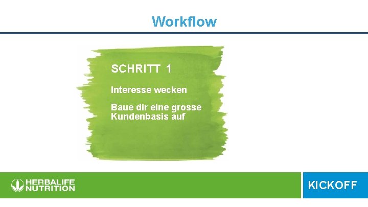 Workflow SCHRITT 1 Interesse wecken Baue dir eine grosse Kundenbasis auf KICKOFF 