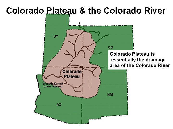 Colorado Plateau & the Colorado River Colorado Plateau is essentially the drainage area of