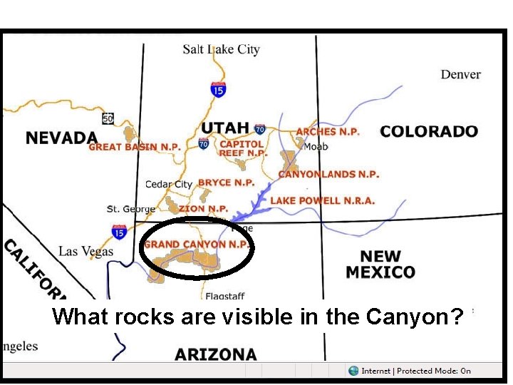 What rocks are visible in the Canyon? 